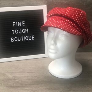 Betmar New York Red Polk a Dot Newsboy Cabbie Hat